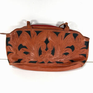 Leathers In Leather Hand-Tooled Leather Shoulder Bag Purse Made In Paraguay Vtg?